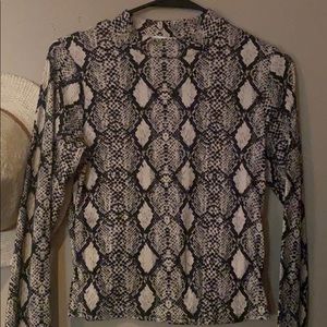 Mock neck snakeskin long sleeve shirt